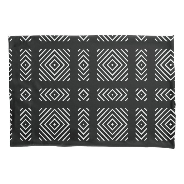 Black and white geometric pattern Ama Pillowcase (Front)