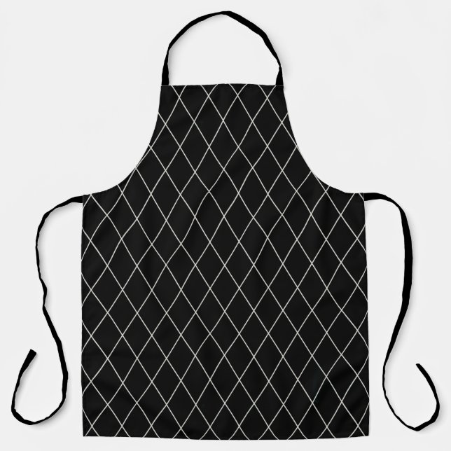 Black and White Geometric Pattern Apron (Front)