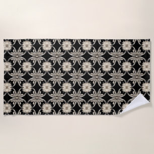 Black and White Geometric Pattern Beach Vibes 🖤⚪✨ Towel