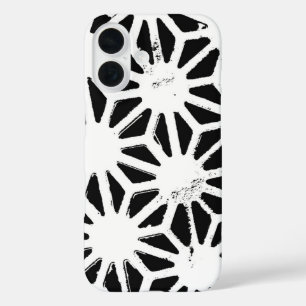 Black and white geometric pattern iPhone 16 case
