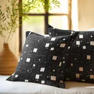 Black and White Geometric Pattern Cushion