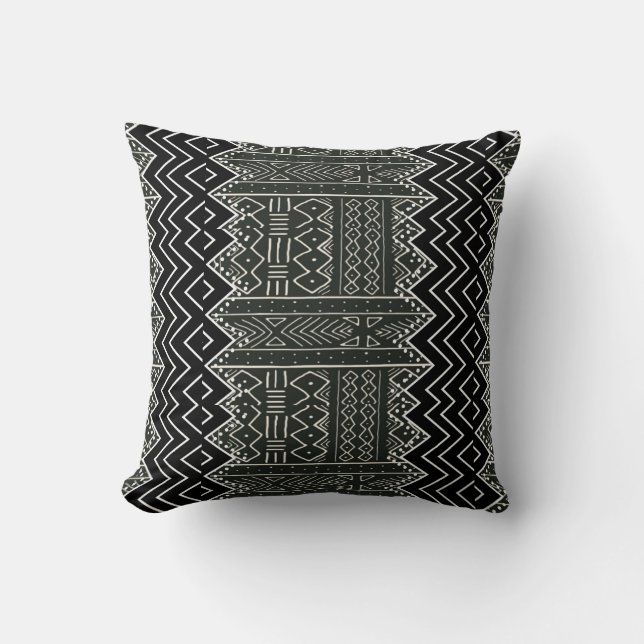 Black and White Geometric Pattern  Cushion (Front)