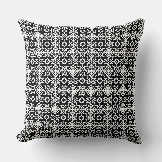 Black and White Geometric Pattern Custom Colour Cushion (Front)