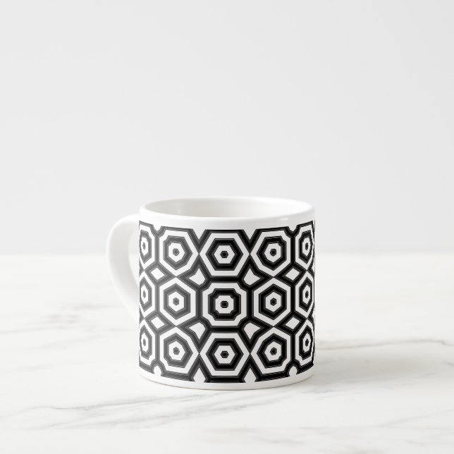 Black and white geometric pattern espresso cup (Front Left)