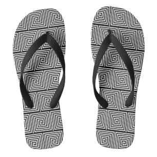 Black and White Geometric Pattern Flip Flops