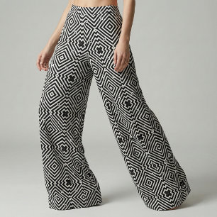 Black and White Geometric Pattern in Op Art Style Fabric