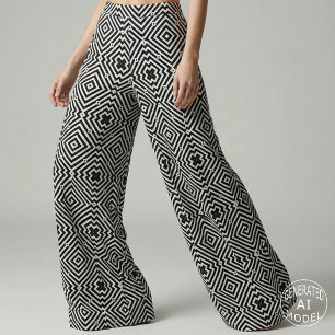 Black and White Geometric Pattern in Op Art Style Fabric