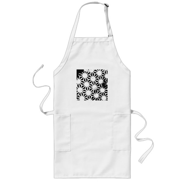 Black and white geometric pattern long apron (Front)