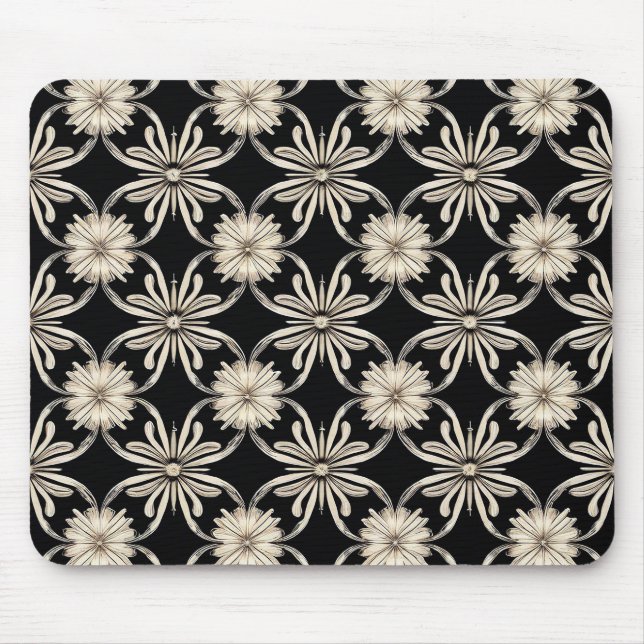 Black and white geometric pattern mouse mat (Front)