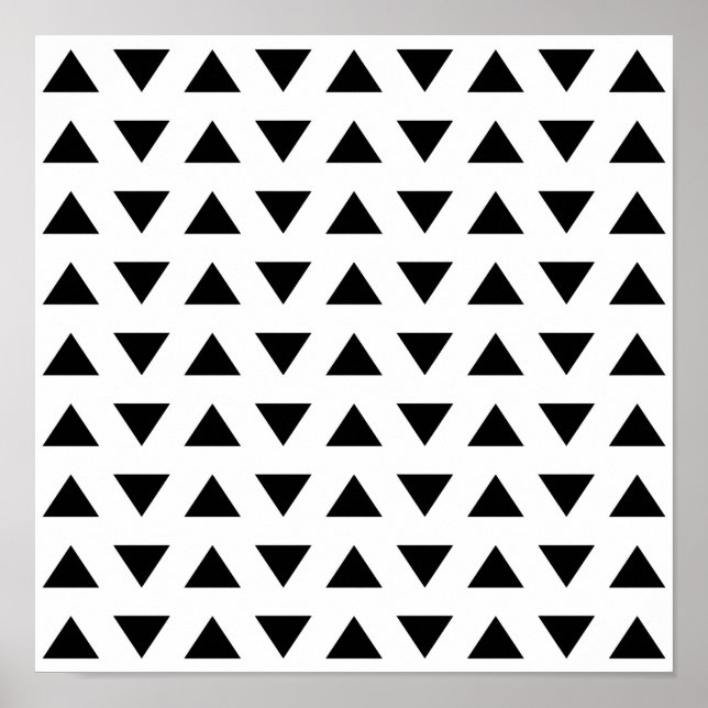 Black and White Geometric Pattern of Triangles. Poster (Front)