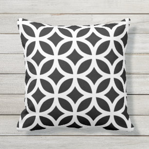 Black and White Geometric Pattern Outdoor Pillows