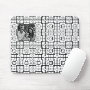 Black and White Geometric Pattern plus Photo Mouse Mat