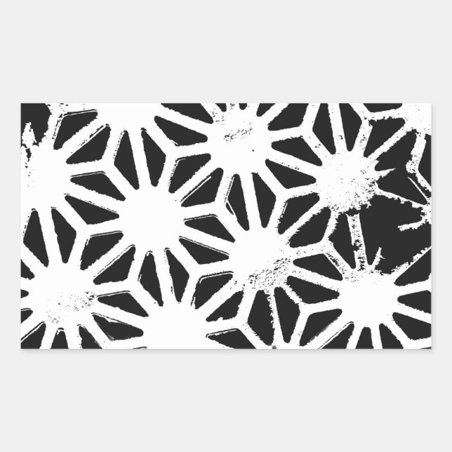 Black and white geometric pattern rectangular sticker (Front)