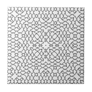 Black and White Geometric Pattern Tile