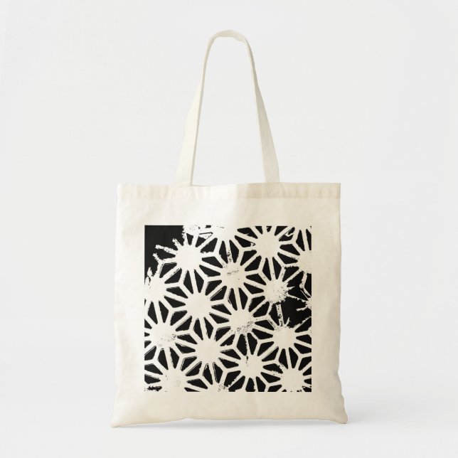 Black and white geometric pattern tote bag (Front)