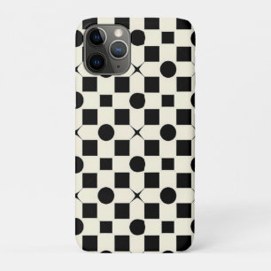 Black and White Geometric Pattern with Circles iPhone 11 Pro Case
