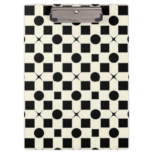 Black and White Geometric Pattern with Circles Clipboard