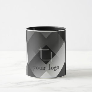 Black and white geometric personalised mug