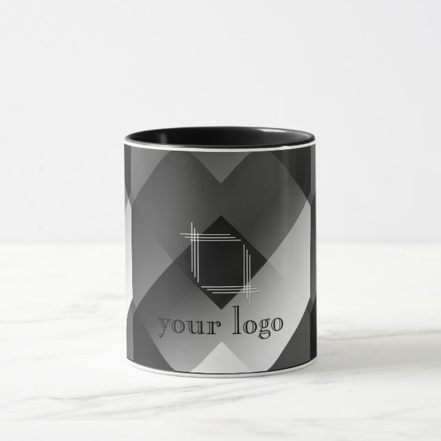 Black and white geometric personalised mug (Center)