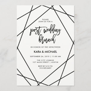 Black and White Geometric Post Wedding Brunch Invitation