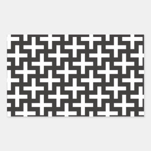 Black and White Geometric Rectangular Sticker