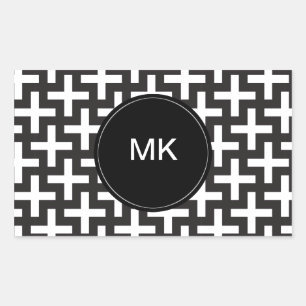 Black and White Geometric Rectangular Sticker