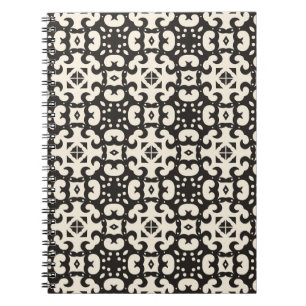 Black and White Geometric Seamless Pattern  Notebook