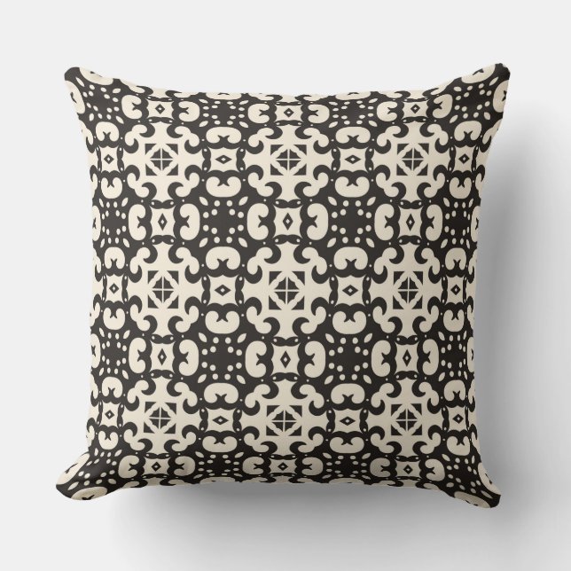 Black and White Geometric Seamless Pattern Throw P Cushion (Front)