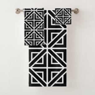 Black and White geometric shapes Bath Towel Set