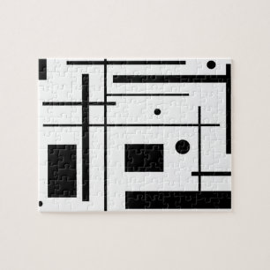 Black And White Geometric Shapes Jigsaw Puzzle