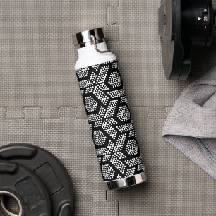Black And White Geometric Shapes Pattern Water Bottle