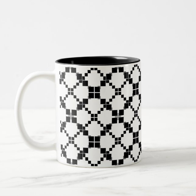 Black and white, geometric , simple , fashionable  Two-Tone coffee mug (Left)