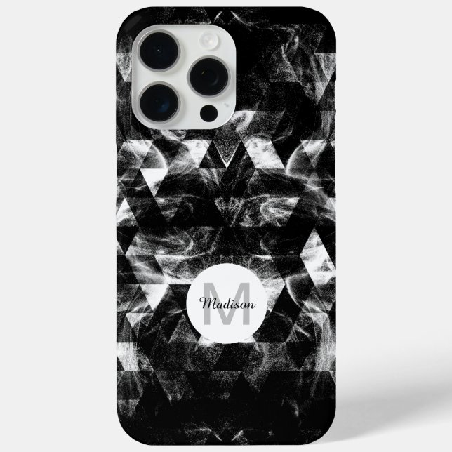 Black and White Geometric Smoky Abstract Monogram Case-Mate iPhone Case (Back)