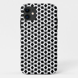 Black and White Geometric Star Pattern    iPhone 11 Case