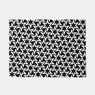 Black And White Geometric Star Pattern Doormat