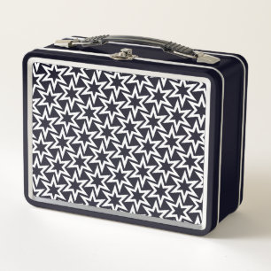 Black And White Geometric Star Pattern Metal Lunch Box
