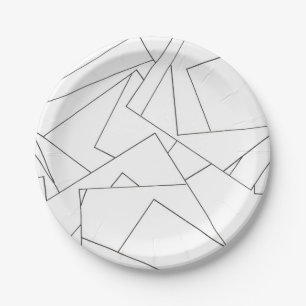 Black and White Geometric-Stylish Modern Bauhaus Paper Plate