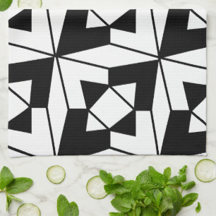 Black and White Geometric  Tea Towel