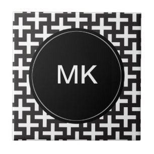 Black and White Geometric Tile