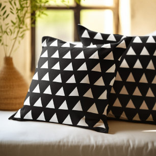 Black and White Geometric Triangle Pattern Cushion