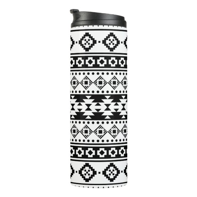Black and White Geometric Tribal Thermal Tumbler (Rotated Right)