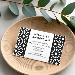 Black and White Geometric Web Modern Optical Art Business Card