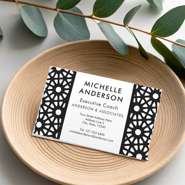 Black and White Geometric Web Modern Optical Art Business Card (Creator Uploaded)