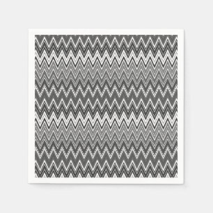 Black and white geometric zigzag pattern napkin