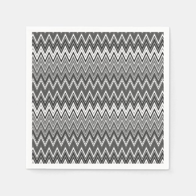 Black and white geometric zigzag pattern napkin (Front)