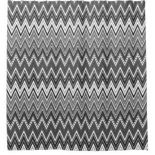 Black and white geometric zigzag pattern shower curtain