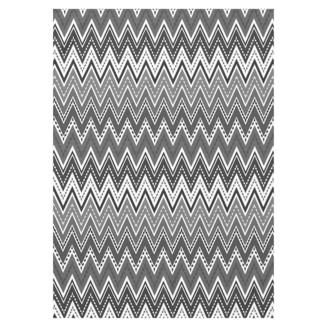 Black and white geometric zigzag pattern tablecloth (Front)