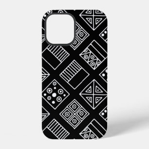 Black and white geometrical background with hand d iPhone 12 case