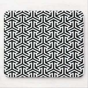 black and white geometrical modern pattern mouse mat