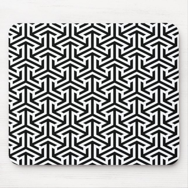 black and white geometrical modern pattern mouse mat (Front)